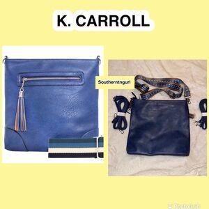 NWT  K. CARROLL  “ Marion “ Navy Blue Vegan Leather  Crossbody Bag w/ Tassel